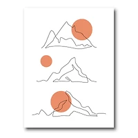 Designart - Abstract Mountain Range With Red Moons