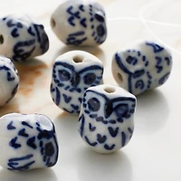 12 Packs: 8 ct. (96 total) Blue Owl Ceramic Beads, 16mm by Bead Landing™