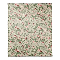 Holly Pattern Coral Fleece Blanket