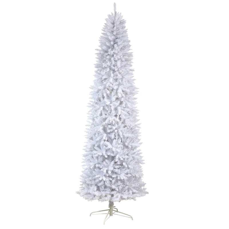 9ft. Pre-Lit Slim White Artificial Christmas Tree, Warm White LED Lights