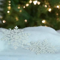 12ct. 6.25" White Glitter Snowflake Hanging Christmas Ornaments