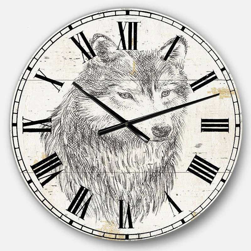 Designart 'Wolf Wild And Beautiful Iii Traditional Wall Clock