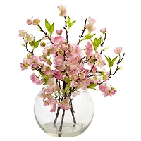 14" Cherry Blossom Arrangement in Glass Vase