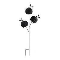 Glitzhome® 39.5"H Halloween Metal Triple Pumpkin with Spring Bats Yard Stake