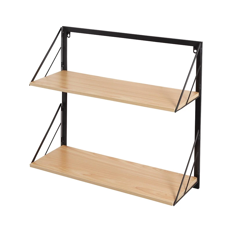 Honey Can Do Maple Modern 2 Tier Wall Mounted Shelf