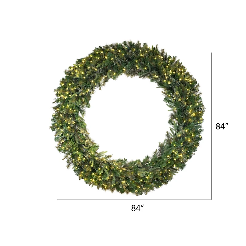 84" Pre-Lit Cashmere Pine Wreath, Warm White Dura-Lit® LED Lights