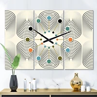 Designart Monochrome Geometric Pattern X Oversized Mid-Century Modern Multipanel Wall Clock