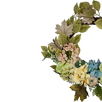 22" Green & Blue Floral & Gourds Thanksgiving Artificial Wreath