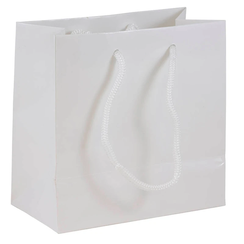 JAM Paper Small Glossy White Gift Bags, 3ct.
