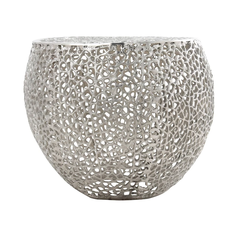 19" Silver Aluminum Abstract Coral Accent Table