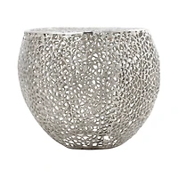 19" Silver Aluminum Abstract Coral Accent Table