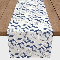 Blue Painted Flowers Indoor/Outdoor Table Runner