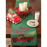 DII® 108" Merry Christmas Truck Embroidered Table Runner