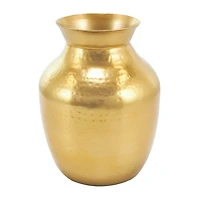 12" Gold Metal Hammered Spotted Vase