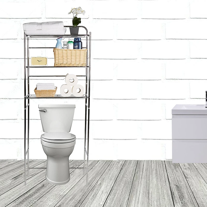 Mind Reader Silver 3-Tier Over the Toilet Rack