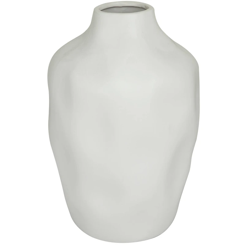 CosmoLiving by Cosmopolitan White Ceramic Faceted Vase 9" x 9" x 14"