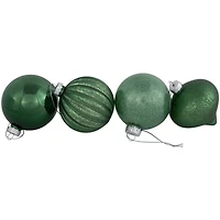 3-Finish Glass Christmas Ball and Onion Ornaments - 3" (80mm) - Forest Green - 9ct