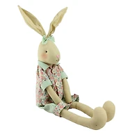 1.6ft. Sitting Linen Pink & Green Floral Easter Bunny Rabbit Spring Figure