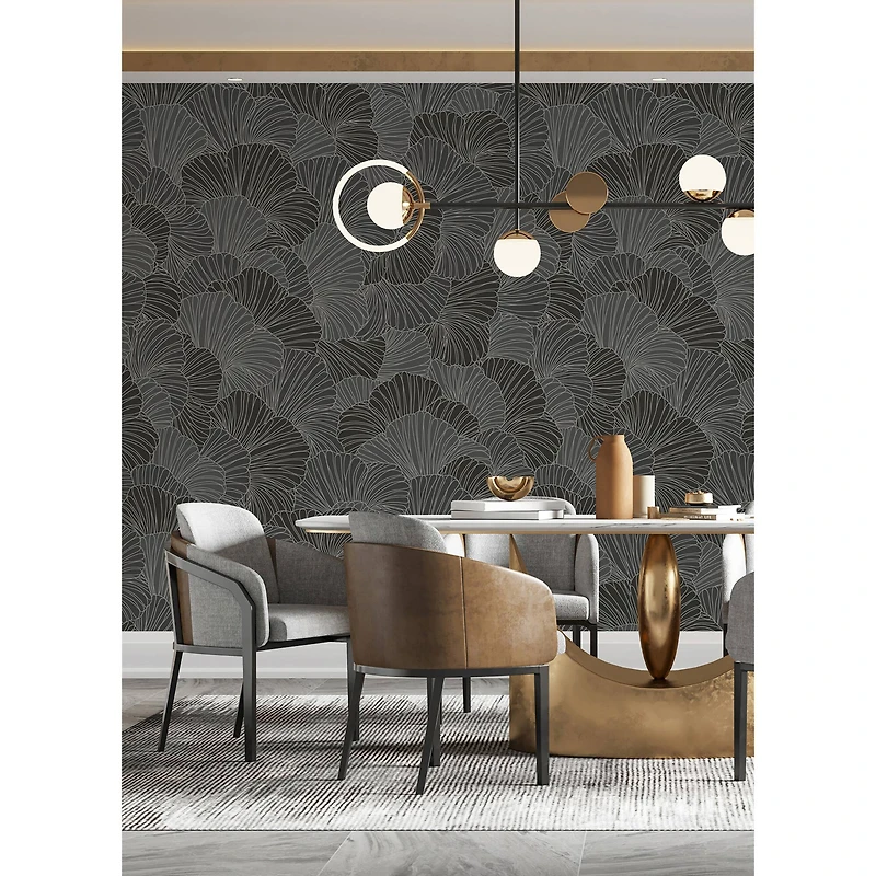 Katie Hunt Charcoal Gray Petals Wall Mural