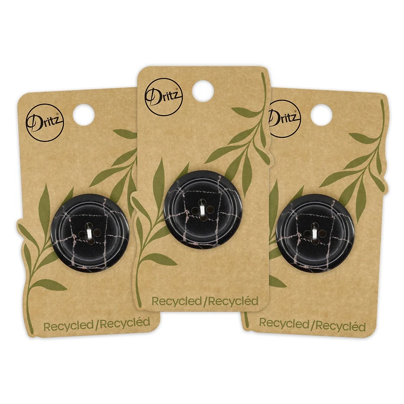 Dritz® 28mm Black Recycled Polyester Round Button, 3ct.