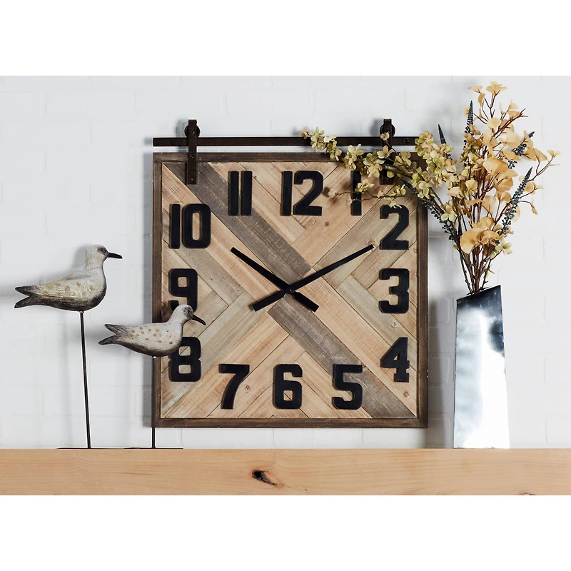 Industrial Wood Wall Clock
