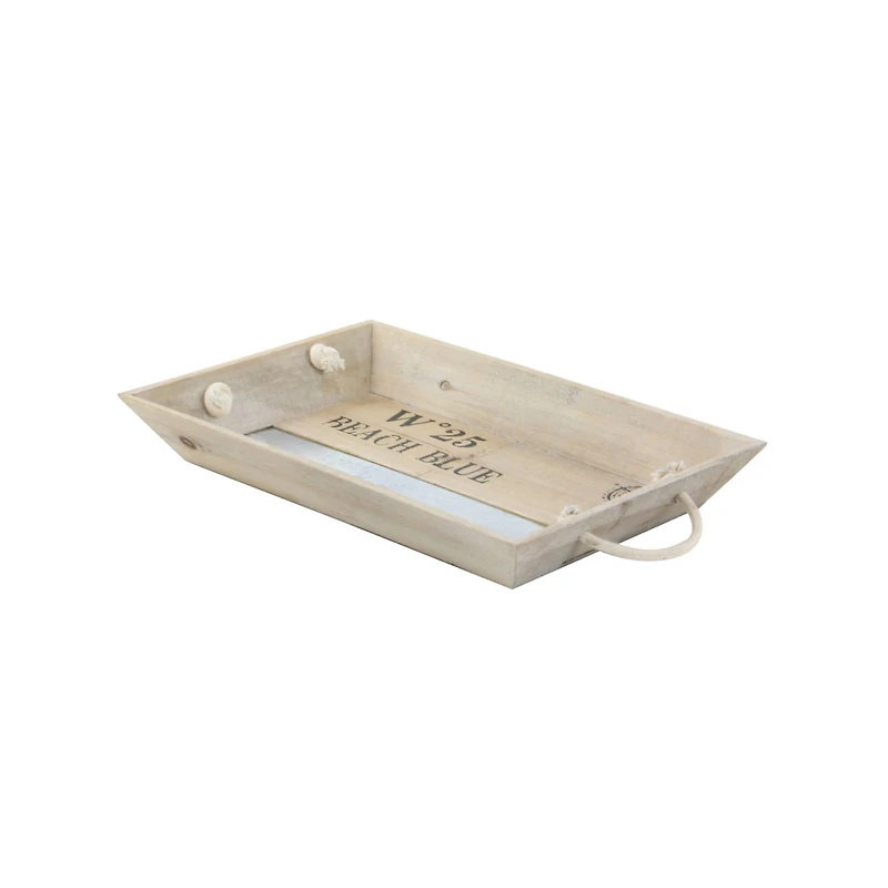 White Wood Coastal Tray Set