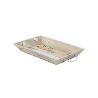 White Wood Coastal Tray Set