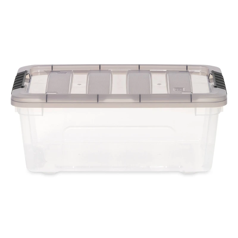 IRIS® Stack & Pull™ Clear Storage Box with Gray Lid