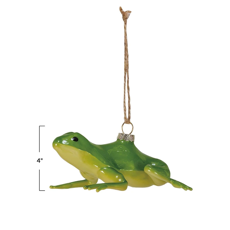 Hello Honey® Green Hand-Painted Glass Frog Ornament