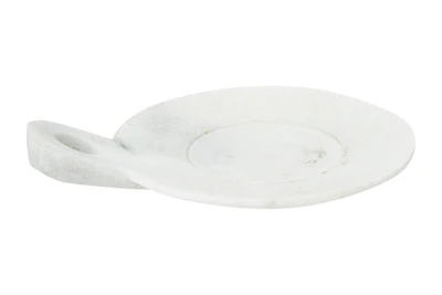 Hello Honey® 7.5" White Marble Dish with Handle