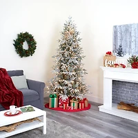 7.5ft. Pre-Lit Flocked Manchester Spruce Artificial Christmas Tree with Clear LED Lights