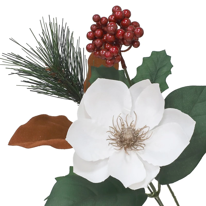 18.5" White Magnolia, Pine & Berry Deluxe Bush by Ashland®