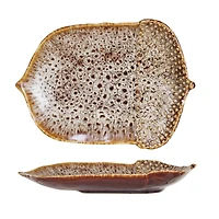 Hello Honey 8.25" Brown Reactive Glaze Stoneware Acorn Shaped Plate