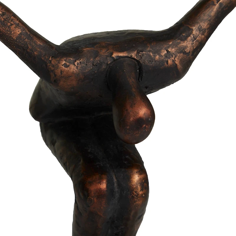 Bronze People Sculpture with Silver Ball Stand Set