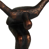 Bronze People Sculpture with Silver Ball Stand Set