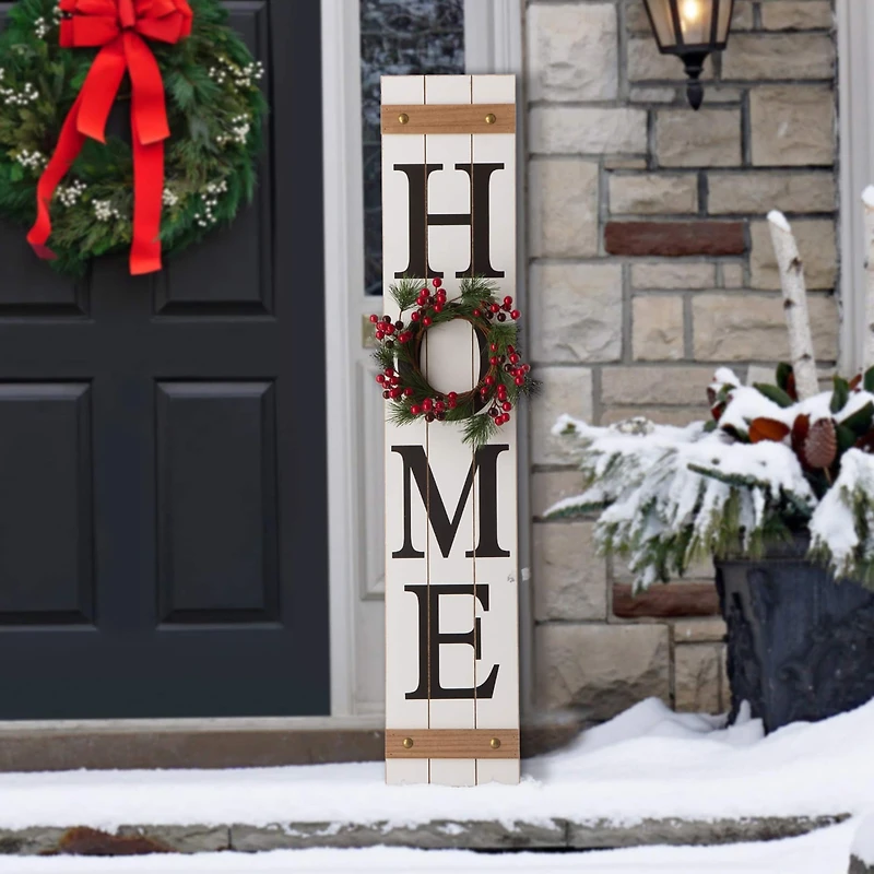 Glitzhome® 42" Wooden Home Porch Sign with Changeable Wreaths