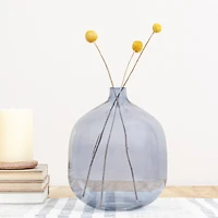 Hello Honey® 8" Blue Modern Round Tinted Glass Vase