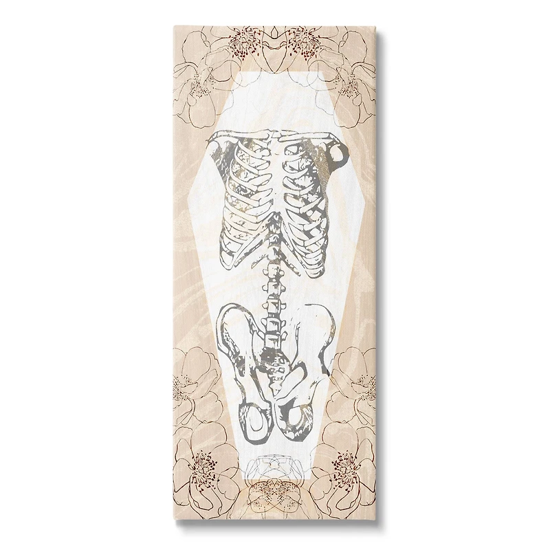 Stupell Industries Floral Skeleton Halloween Layered Canvas Wall Art