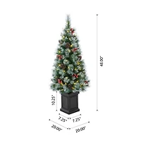 2 Pack 4ft. Pre-Lit Pine Artificial Christmas Porch Tree, Warm White LED Lights