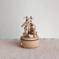 Hello Honey® 6.25" Wind-Up Wood Nativity Music Box
