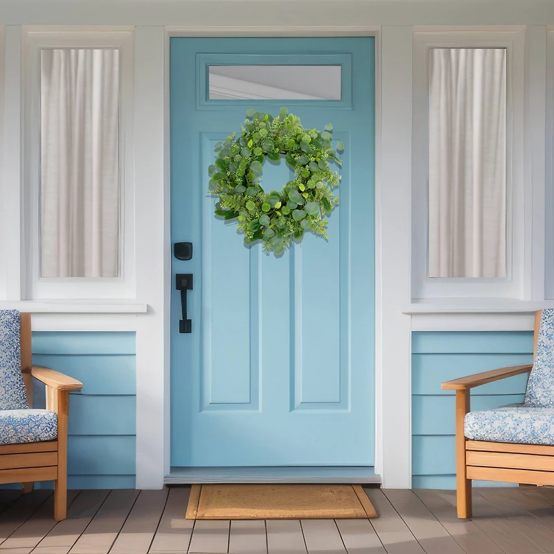 24" Seeded Eucalyptus & Sweet Gum Flowers Spring Artificial Wreath