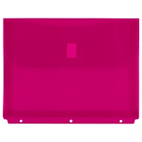 JAM Paper 9.5" x 11.5" Plastic 3 Hole Punch Binder Hook & Loop Closure Envelopes, 6ct.