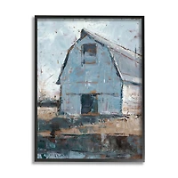 Stupell Industries Abstract Distressed White Barn Farm Architecture Framed Wall Art
