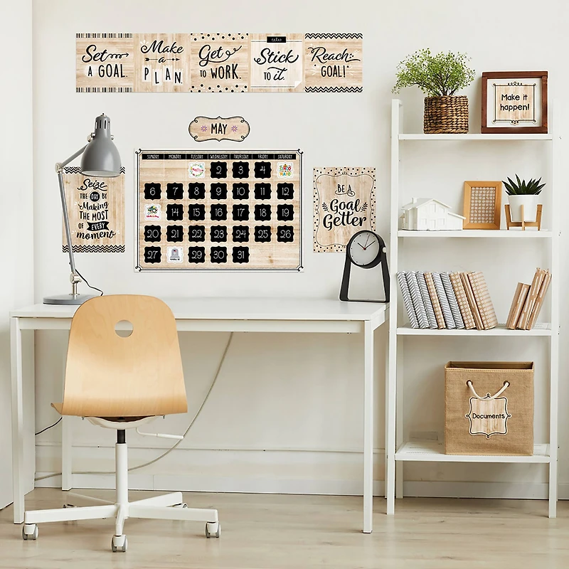 Creative Teaching Press® Black, White & Wood Calendar Set Bulletin Board Set