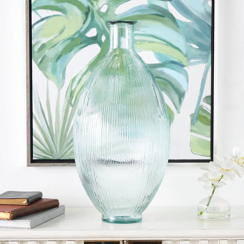 23" Clear Ribbed Spanish Bottle Vase