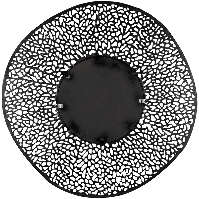 45" Black Abstract Aluminum Wall Mirror with Open Lattice Frame