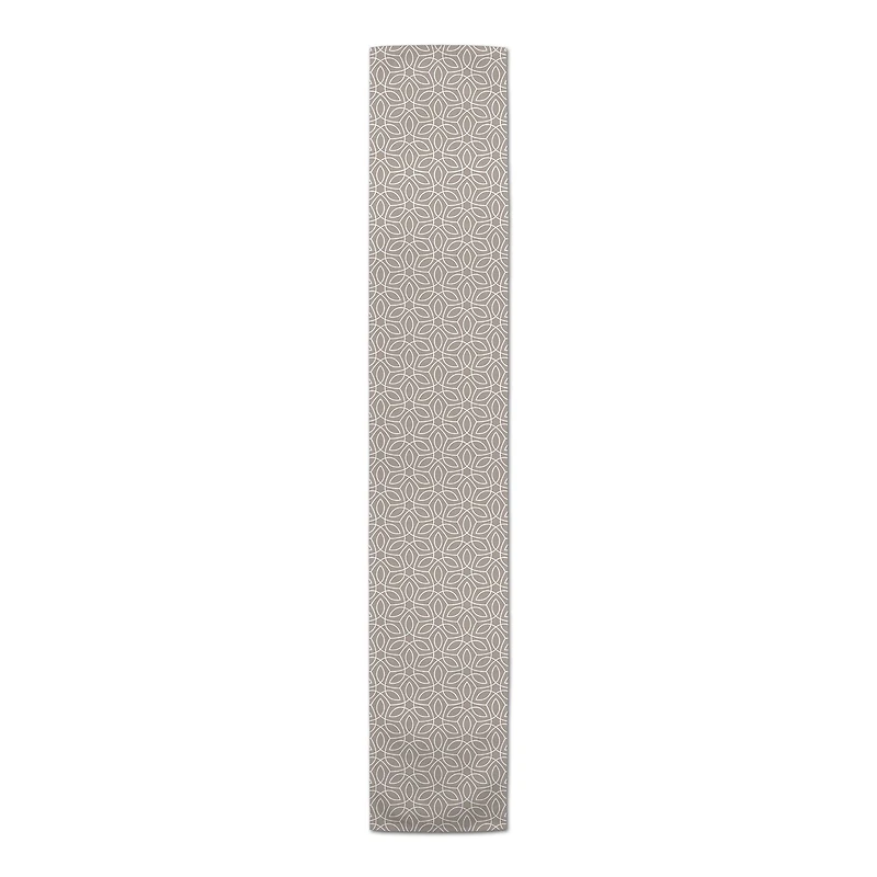 Taupe Leafy Pattern Twill Table Runner