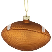 Football Glittered Glass Christmas Ornament - 3.5" - Brown