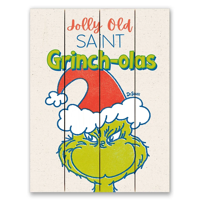 16" The Grinch Jolly Old Saint Grinch-olas Pallet Wood Wall Art
