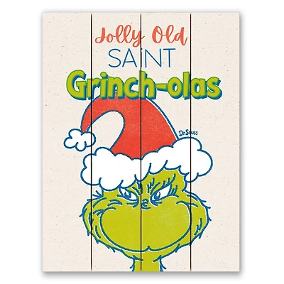 16" The Grinch Jolly Old Saint Grinch-olas Pallet Wood Wall Art